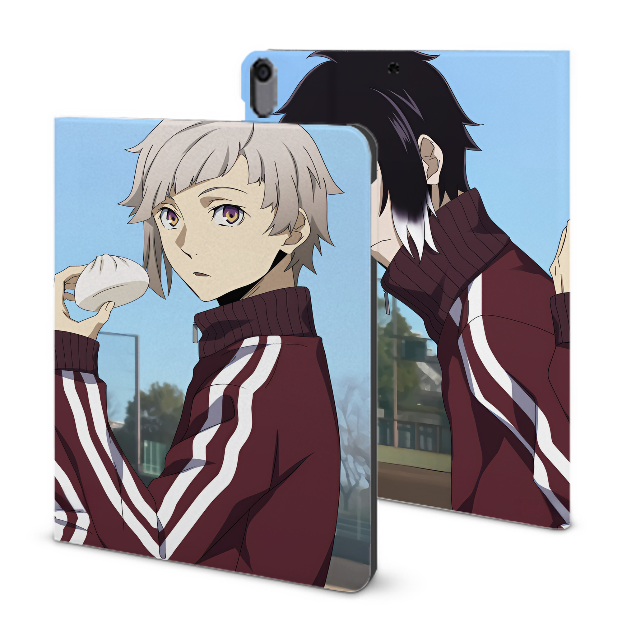 （画像用） 文豪ストレイドッグス Bungo Stray Dogs IPad ケース ブック型 PUレザー TPU 耐衝撃 軽量 薄型 ペン収納なし 全面保護 IPad 各モデル対応
